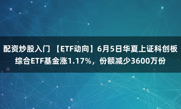 配资炒股入门 【ETF动向】6月5日华夏上证科创板综合ETF基金涨1.17%，份额减少3600万份